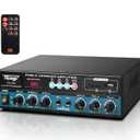 Facmogu FS-206 Public Address Amplifier, 60W Home Compact Public Address Mono Bluetooth Amplifier for PA Speakers, PA Amplifiers System w/FM, BT, LED Display, Remote, USB/AUX/Mic in, 70V/100V Out