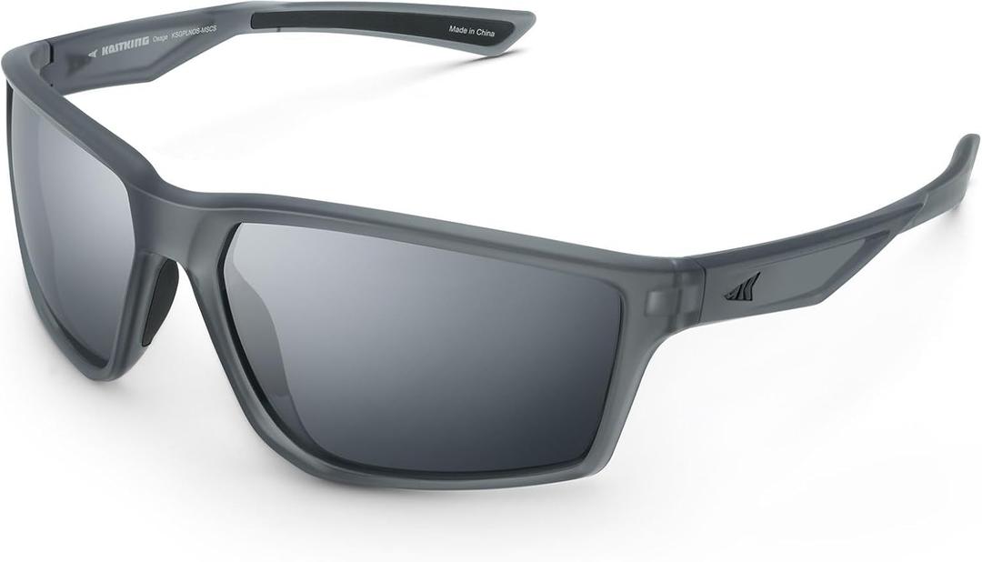 KastKing Osage Polarized Sport Sunglasses for Men and Women, Ideal for Driving Fishing Cycling Running, UV Protection (Frame: Smoke Crystal /Lens: Smoke)