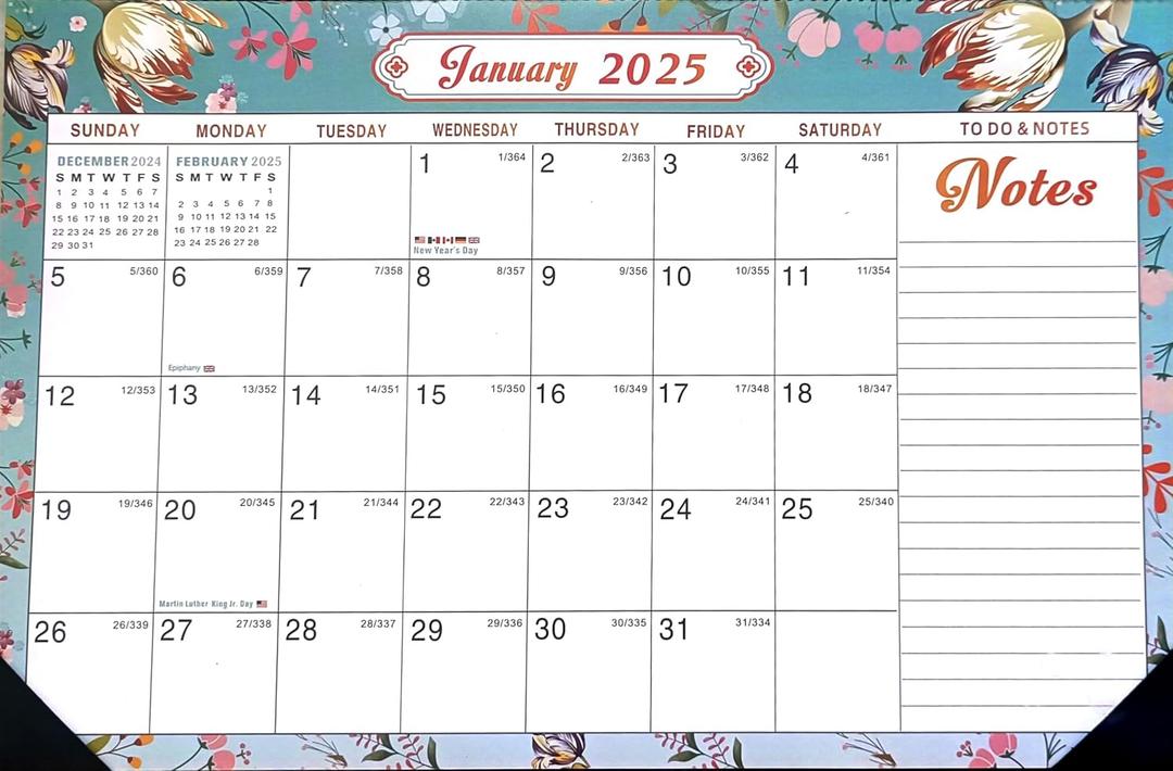 2 x 2025-2026 Desk Calendar,18 Month Desk Calendar/Wall Calendar Combo, 17" x 12", January 2025-June 2026, Highlight Holidays, Planning Calendar, Thick Paper (2025 JAN Classic Black)