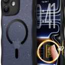 for iPhone 17 Case for Women Girls,Compatible with MagSafe,Camera Control,Full Camera Protection, Cute Wave Magnetic Phone Case for iPhone 17,Black Shimme