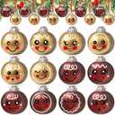 12Pcs Christmas Tree Decorations Xmas Gift Ball Double Sided Printing Hanging Ornaments with Glitter Gold Red Gingerbread Design Decorations Ball Wooden Ornaments for Winter Holiday Party