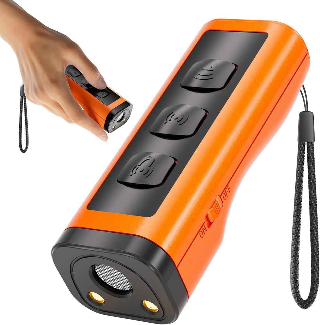 Dog Bark Deterrent Devices Rechargeable Anti-Barking Device for Dogs 50ft Long Range Ultrasonic Correct Your Dog's Bad Behavior at the Push of aButton Better Than Shock Collars or Dog Training Collars (Orange 1 Pack)