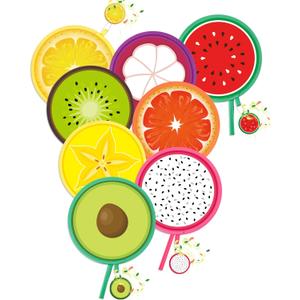 8 Pcs Round Foldable Hand Fan with 8 Pcs Incense Chips Summer Fruit Collapsible Cooling Fan Hanging with Fruit Air Freshener for Travel Summer Events Camping Outdoor Games Party Favors