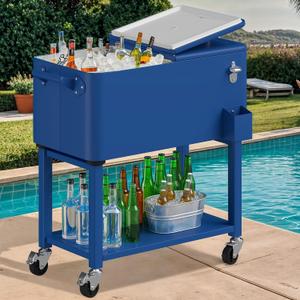 DWVO Ice Chest with Wheels,Portable 80 Quart Rolling Cooler with Handle