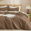 PHF Waffle Duvet Cover Set King Size, No Snagging Ultra Soft Luxury Textured Breathable Comforter Cover for All Season 3pcs, Durable Bedding Duvet Set with 2 Pillow Shams, 104"x90", Mocha/Cocoa Brown