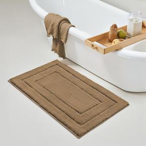 GRANNY SAYS Bathroom Rugs Non Slip, 16" x 24", Bath Rugs for Bathroom Washable, Bath Mats for Floor, Microfiber Bath Mat for Tub, Absorbent Bath Rugs for Shower Room, Champagne