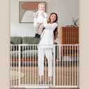 DEARBB Extra Wide Baby Gate Ultra Narrow Spacing 30.11-77.36" Pressure Mounted Double Lock Swing Auto Close Walk Through Metal Safety Pet Gate for Stairs and House Doorway Kitchen (45.86"-53.74", White)