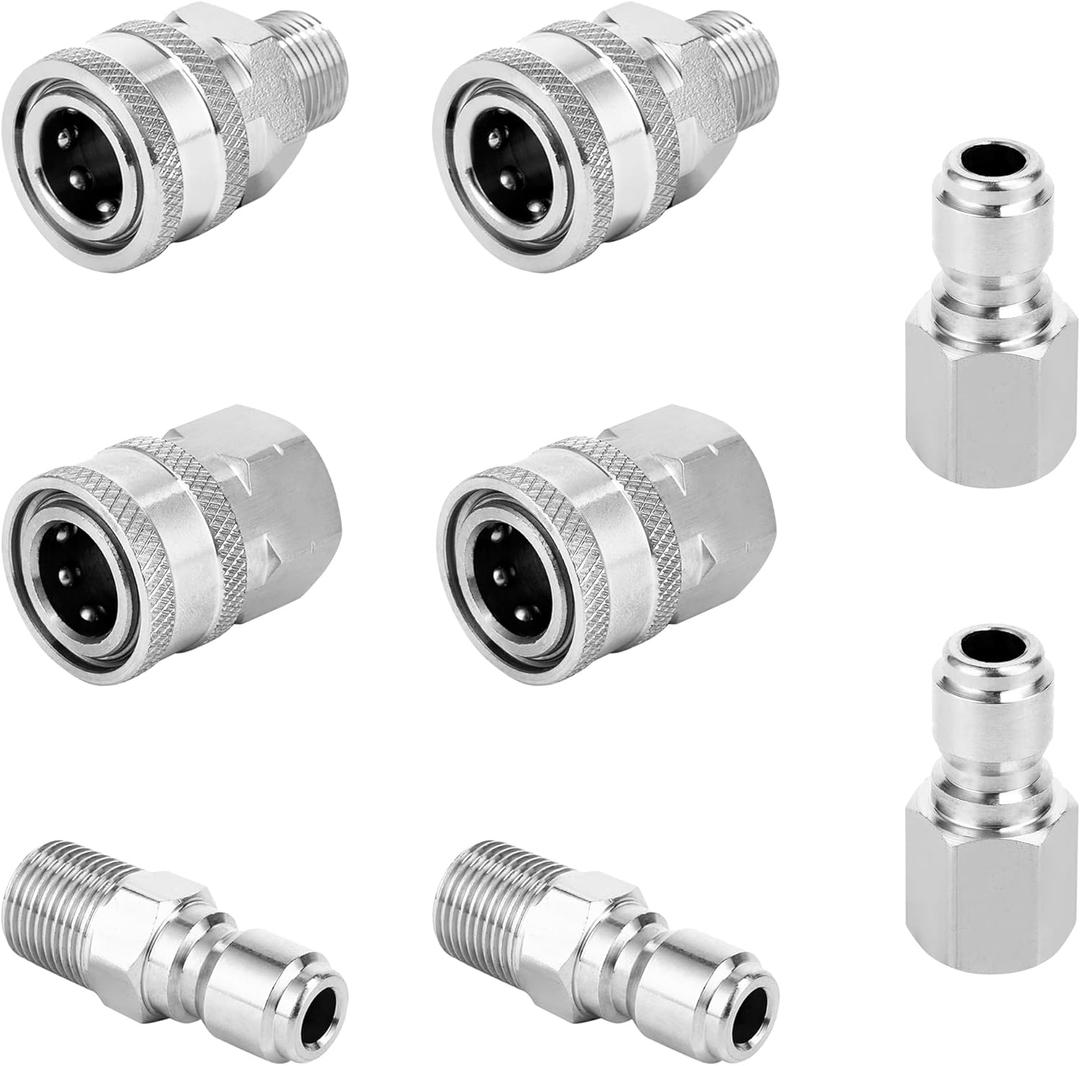 3/8 Inch Quick Connect Fittings, Pressure Washer Quick Connect Kit, Stainless Steel Adapter Set, Power Washer Coupler 3/8 Inch NPT Female and Male