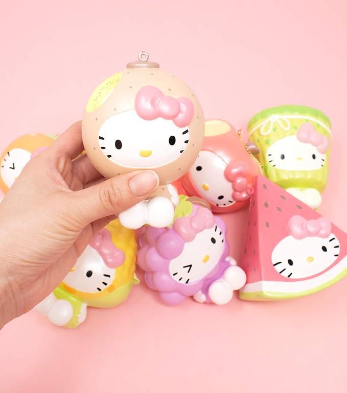Sanrio Hello Kitty Fruit and Veggie Slow Rising Cute Squishy Toy Keychain Birthday Gifts, Party Favors, Stress Balls for Kids, Boys, Girls - Mango