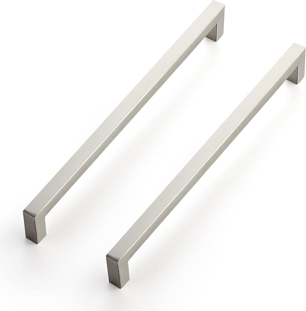 Ravinte 3 Pack 10 Inch Square Cabinet Handles - Satin Nickel & Brushed Nickel Drawer Pulls - Kitchen Cabinet Hardware
