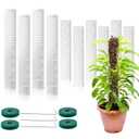 10 Pieces Plastic Moss Pole for Monstera Including 4 Pcs 24 Inch Clear Plant Poles for Indoor Climbing and 6 Pcs 15 Inch D Shape Stackable Plant Support Kit Work with Sphagnum Moss