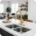 Kitchen Faucet with Pull Down Sprayer - Brushed Gold Single Handle Kitchen Faucets, High Arc Stainless Steel Pull Out Kitchen Sink Faucet with Deck for RV Laundry Farmhouse Bar