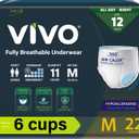 VIVO Organic Cotton Sensitive Skin Overnight Adult Incontinence Pullup Underwear, Women & Men, Medium 22 Count