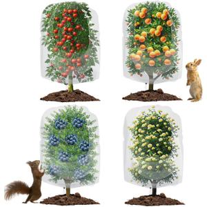4 Pack Garden Netting for Blueberry Bushes 6ftx6.56ft with Drawstring Garden Mesh Nets Insect Netting Plant Row Covers Protection Bags for Fruit Trees Shrubs Vegetables Flowers Herbs