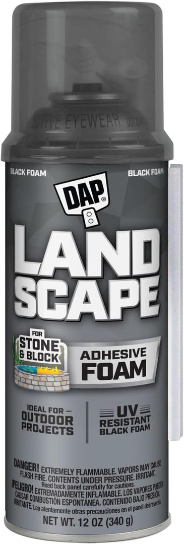 DAP 7565040440 40440 12 oz. Touch 'n Foam Landscape Exterior Filler Adhesive, Black, 12 Ounce
