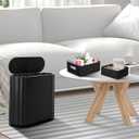 Small Bathroom Trash Can with Press Type Lid, 2Pcs Wicker Storage Baskets,Slim Black Bathroom Trash Can,Slim Plastic Narrow Trash Bin 2.6 Gallon Garbage Can