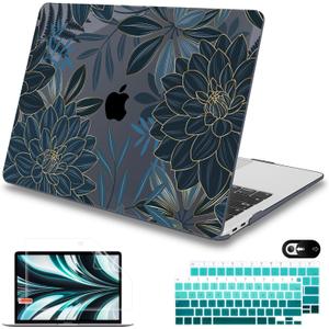 Mektron Case for MacBook Air 13 inch M1 A2337 A2179 A1932,Hard Cover 2018-2021 Air 13-inch with Touch ID, Exclusively Designed Protective Shell with Keyboard Skin+Screen Protector,Dahlia Flower C035