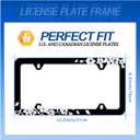 2Pcs Black White Cherry Blossoms License Plate Frame Floral Flowers License Plate Stainless Steel Parts Colorful License Plate Decorative with Screws Size 12.3" x 6.3" Men Women