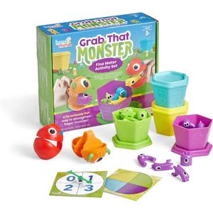 Hand2Mind Grab That Monster Fine Motor Activity Set, Occupational Therapy Toys for Toddlers 3-4, Pincer Grasp Toys, Play Therapy Games