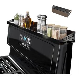 Magnetic Stove Top Shelf, 30" Length, Spice Rack Over the Stove, Oven Shelf for Top of Stove, Kitchen Organizers and Storage, (Magnetic Black)