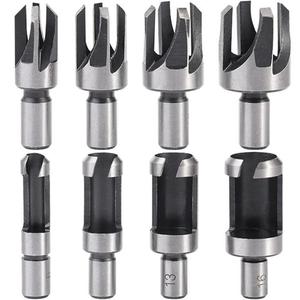 8pcs Wood Plug Cutter Drill Bits Straight and Tapered Taper Woodworking Hole Saw Cutting Tool Carbon Steel Taper Claw Type Wood Plug Cutter Set 5/8" 1/2" 3/8" 1/4 "(6mm 10mm 13mm 16mm)
