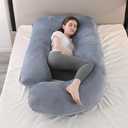 Full Body Pregnancy Pillow - 68Inch U-Shaped Maternity Pillow with Removable Washable Velvet Cover for Back, Legs, HIPS & Belly Support, Improves Sleep for Pregnant Women