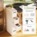 5 Drawers Narrow Bathroom Storage Cabinet, Slim Storage Cabinet, Plastic Slim Storage Cart Drawers for Small Spaces, Laundry, Office, Home, White