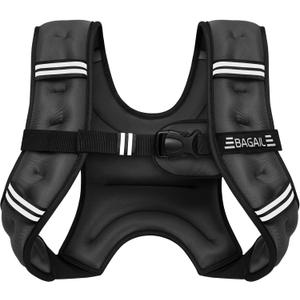 BAGAIL Weighted Vest, 5lbs/8lbs/10lbs/12lbs/15lbs/20lbs/25lbs/30lbs Weight Vest with Detachable Phone Pouch, Rucking Vest for Women, Men, Walking, Weight Loss, Training, Running (Black)