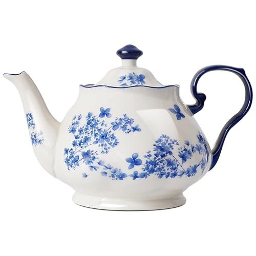 Bone China European Style Floral Ceramic Teapot - 45oz, Perfect for Tea Sets, Loose Tea, and Parties