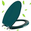 Dark Green Elongated Toilet Seat Natural Wood Toilet Seat with Zinc Alloy Hinges, Easy to Install also Easy to Clean, Scratch Resistant Toilet Seat by Angol Shiold (Elongated, Dark Green)