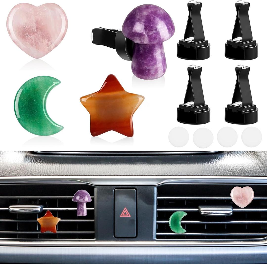 Tallew Heart Crystals Car Vent Clips Car Accessories for Women Quartz Crystals Air Fresheners Vent Clip(Cute Style)