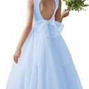 Haloumoning Girls Tulle Dresses Long A-Line Wedding Flower Girl Dress : 4-5 Years (Sky Blue)