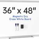 VUSIGN Magnetic Whiteboard 48" x 36", Large Dry Erase Board for Wall with Silver Frame, Wall-Mounted White Board for Office, Classroom & Home, Includes Markers, Magnets and Eraser