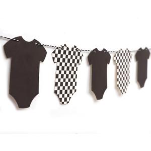 Checkered Bodysuit Baby Shower Banner - Race Car Boy Baby Shower Banner,Little Dude On The Way Decor,Racing Car Onesie Garland(black)