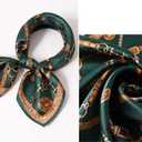 ANDANTINO 100% Mulberry Silk Scarf -21 Lightweight Square Neckerchief  Breathable Digital Printed Scarves with Gift Packed (Blackish Green)
