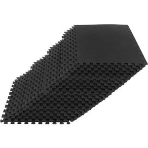 EVA Foam Mat Tiles 24-Pack - 96 SQ FT of Interlocking Padding for Garage, Playroom, or Gym Flooring - Exercise Mat or Baby Playmat by Stalwart (Black)