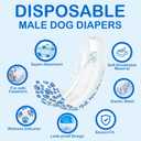 Dono Dog Diapers Male, Disposable Male Dog Wraps 30ct, Ultra Absorbent Doggie Diapers, Rapid-Dry Leak-Proof Puppy Diapers, Wetness Indicator Excitable Urination Incontinence, XSmall