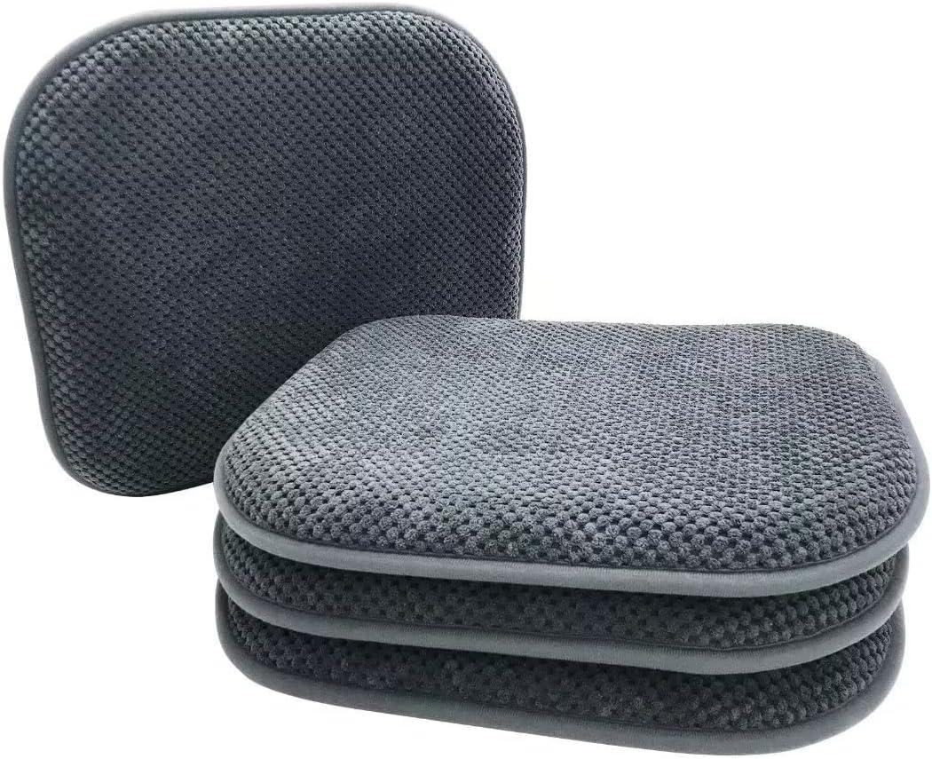 Grey Foam Seat Cushions Kitchen Chairs Pads for Dining Chairs Non Slip Patio Seat Cushions Set of 4 Washable U Shaped Soft Thick Large Metal Wooden Chair Cushions,17" x 15"