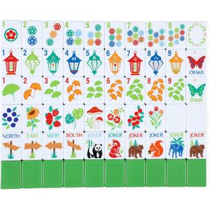 American Mahjong Sets 160 Mahjong Tiles Melamine Engraved Mah Jong Ideal for Home & Party Games(Animal Theme,Green)