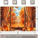 Swepuck 7x5ft Fabric Fall Window Backdrop Vintage Curtains Autumn Fallen Maple Leaves Forest Harvest Pumpkin Photography Background Thanksgiving Party Decor Photo Props