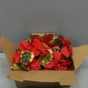 Glintoper Christmas Poinsettia Garland, 5.9 FT Lighted Artificial Garlands with 36 Red Flowers, Battery Operated with Timer Poinsettia String Lights, Light up for Xmas New Year Home Decor