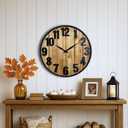 Montoire 24 Inch Wooden Farmhouse Wall Clock Large, Extra Large for Living Room Decor - Big Oversized Rustic Round Decorative Clocks for Walls, Battery Operated