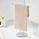 T-Shaped Hand Towel Holder Stand  Countertop Stainless Steel Towel Rack with Non-Slip Base for Bathroom, Kitchen, Vanity, Silver (Chrome)