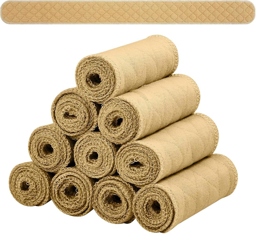 Toulite 10 Pcs Cotton Bra Liners Boob Sweat Pads 3 Layer Rectangle Under Bra Pads Sweat Liners for Women Sweating Supplies (XX-Large, Khaki)