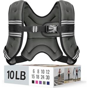 Zeerun Weighted Vest for Women & Men with Reflective Stripe and Adjustable Buckle, Comfortable & Durable Rucking Vest for Walking, Running & Strength Training, 10 Lb