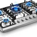 Gas Cooktop 30 inch 5 Italy SABAF Burners with Wok Ring, NG/LPG Convertible