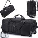 KSIBNW Rolling Duffel Bag with Wheels and Handle, 4 In 1 Tactical 86L Military Backpack with Hidden Straps,Waterproof Wheeled Large Duffle Bag for Travel,Durable MOLLE Luggage for Men & Women, Black