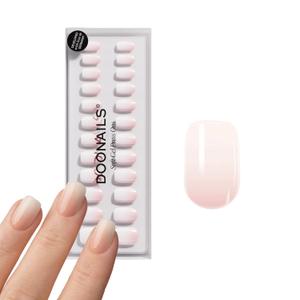 DOONAILS Soft Gel Press On Nails - 28 Pcs Kit with Stickers in 14 Sizes Pink, Short Square Reusable Glue On Fake Nails, Handmade & Salon-Quality Finish, Vegan & Cruelty-Free, Uas Postizas