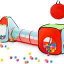 3pc Kids Play Tent for Toddler with Ball Pit+Crawl Tunnel+Castle Tent, Pop Up Children Playhouse for Boys and Girls Gift, Collapsible Baby Play Tent Toy Indoor and Outdoor Games