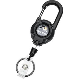 Upgraded Retractable Keychain Heavy Duty,10 OZ Retraction,28in/70cm Stainless Steel Cord,Retractable Badge Holder,Carabiner Clip and Key Ring for Work,Outdoor, Black 1 Pack